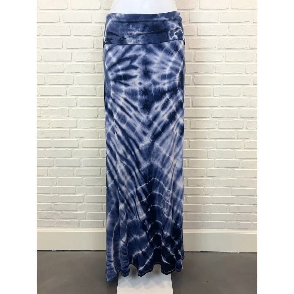 Jesse & J Navy Tie Dye Maxi Skirt 2X